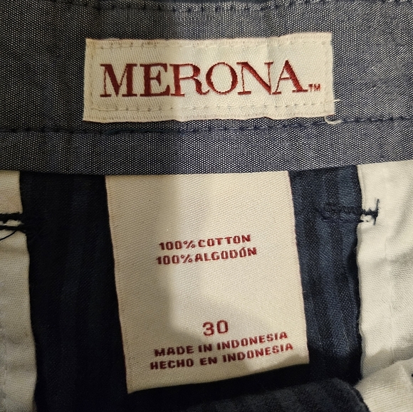 Merona Blue Flat Front Shorts with Tailored Cut - Picture 2 of 6